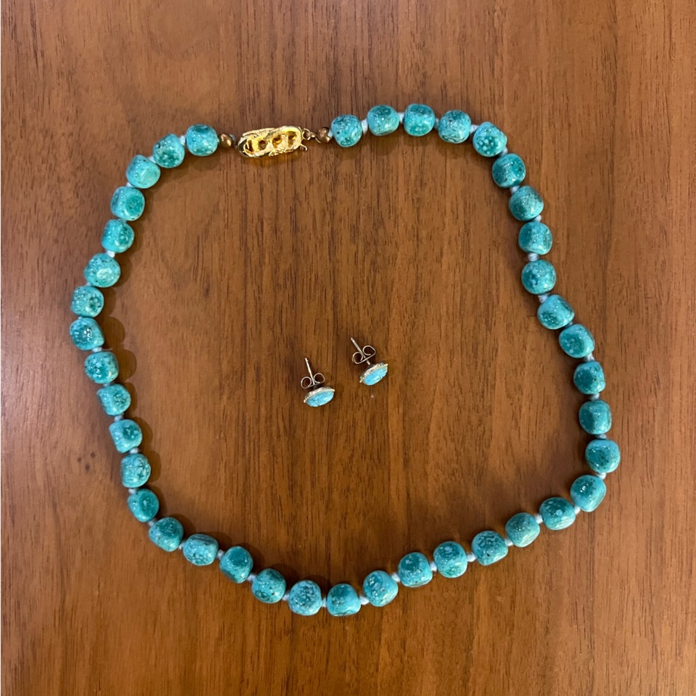 Real Turquoise Necklace and Earring Set